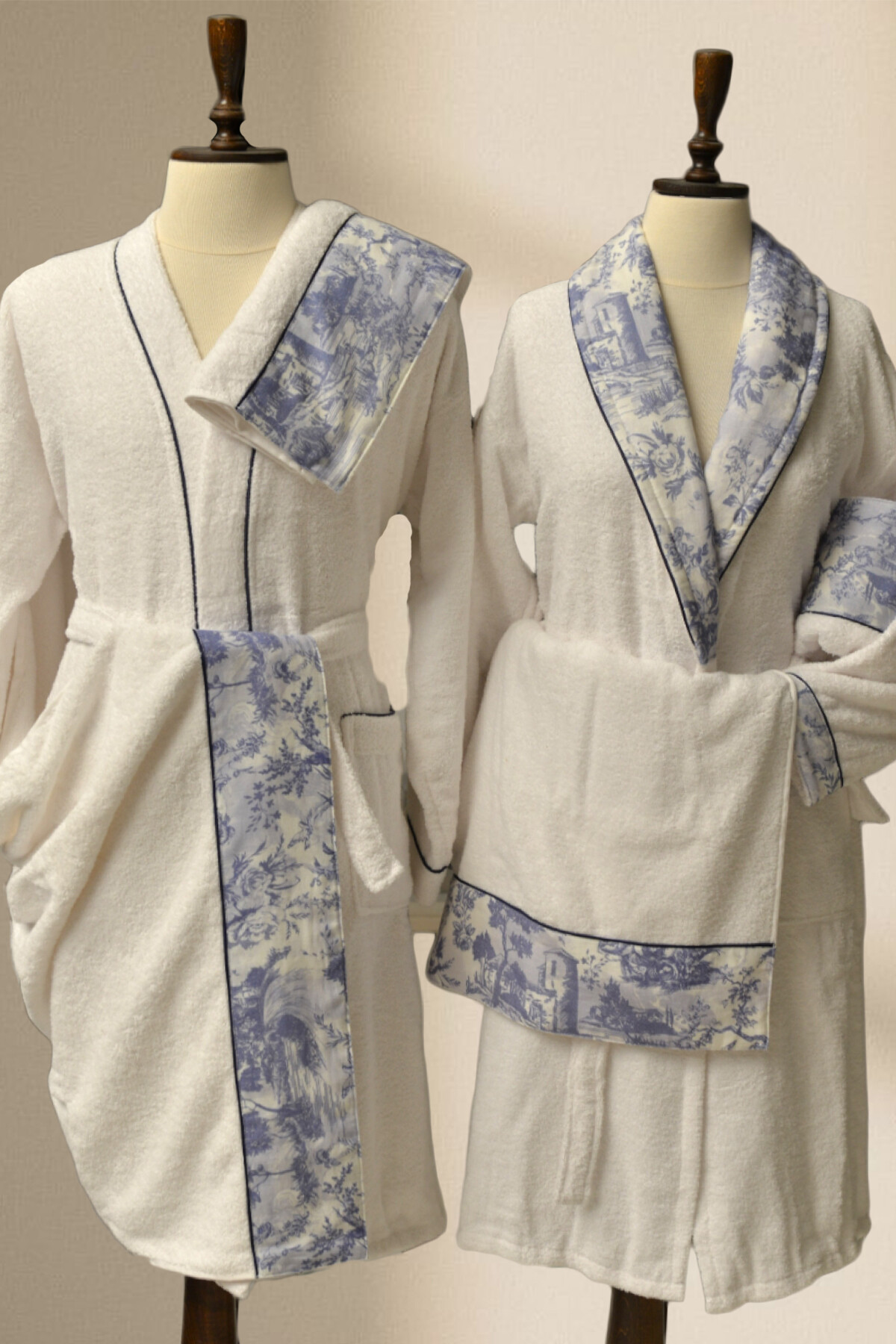 AFTER BATH TOILE COUNTRY 6'LI BORNOZ SETİ - MAVİ - Minteks