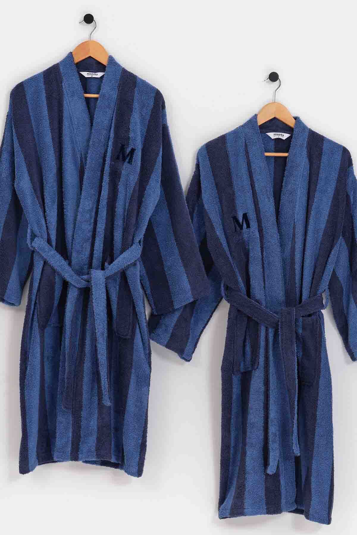 PURE STRIPE M - CREATIVE 6 PARÇA BORNOZ SETİ NAVY BLUE/BLUE - 3